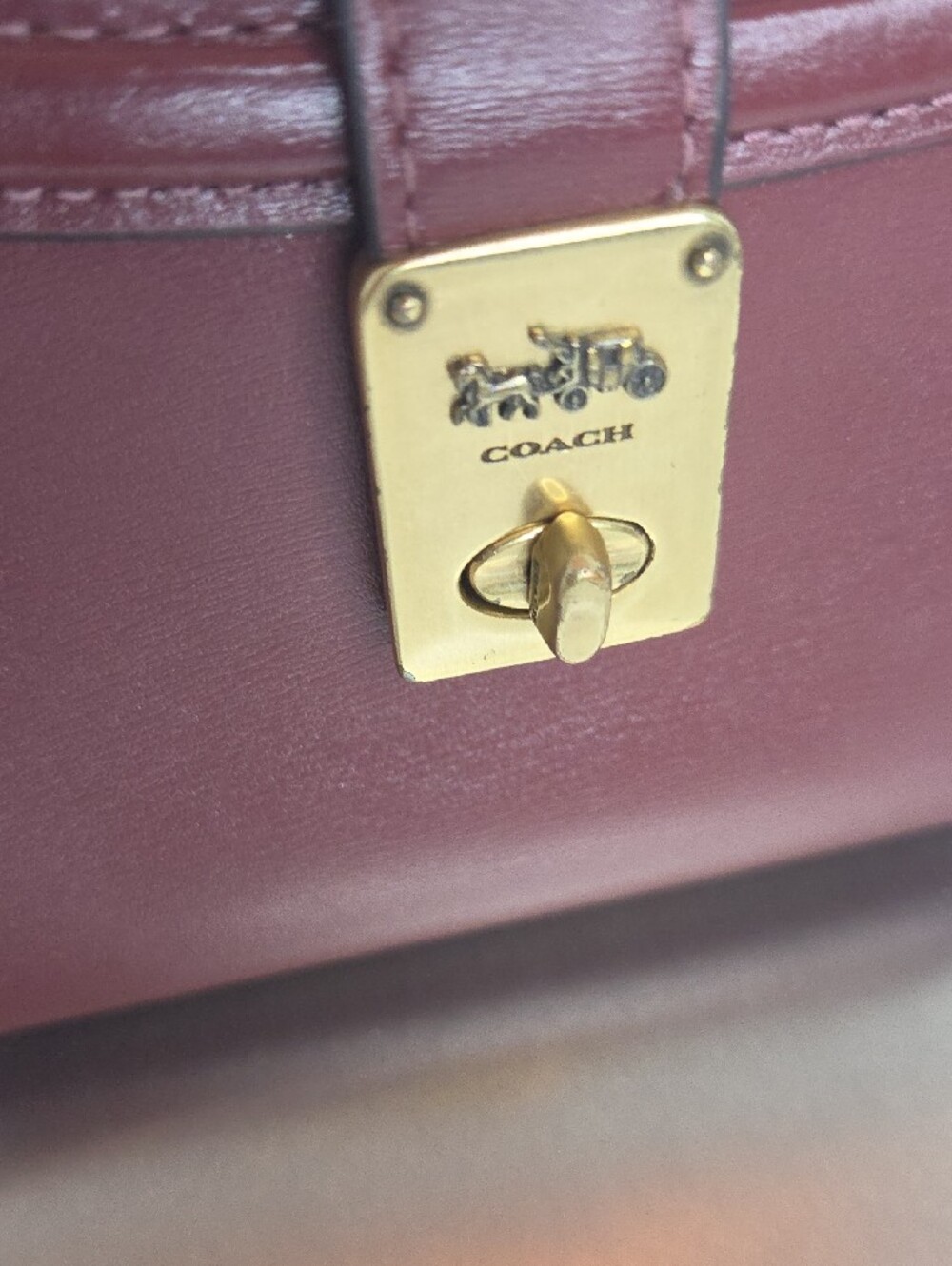 Coach Burgundy Leather Turnlock Wallet - Picture 3 of 10